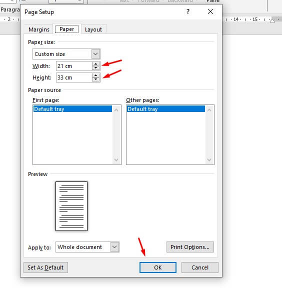 Ukuran Kertas F4 Folio Di Word CM MM Dan Inchi