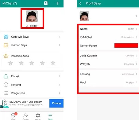 cara hapus akun michat