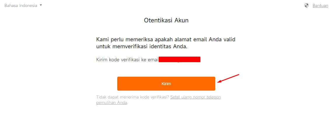 Kode otentifikasi akun Mi